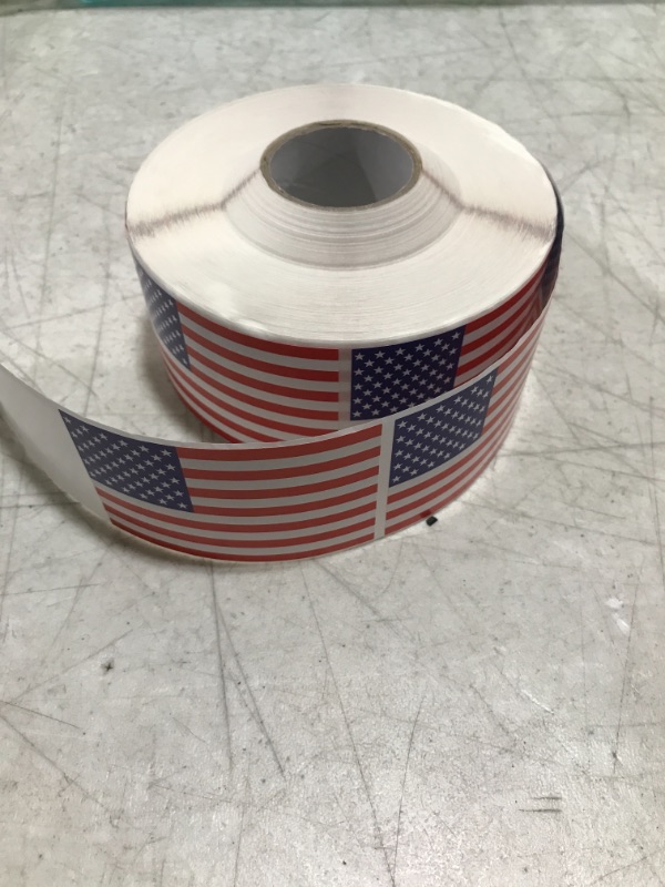 Photo 2 of 500 American Flag Stickers / 2.125" x 1.25" USA Patriotic Stickers / Perforated Sticker Roll