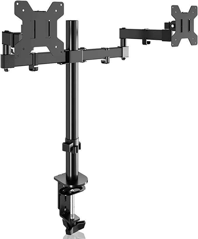 Photo 1 of Bracwiser Dual Fully Adjustable Monitor Arm Stand Mount Fits Two Screen 13-27 inch 22lbs for Monitor Computer Screen VESA 75 100 (MD7442)
