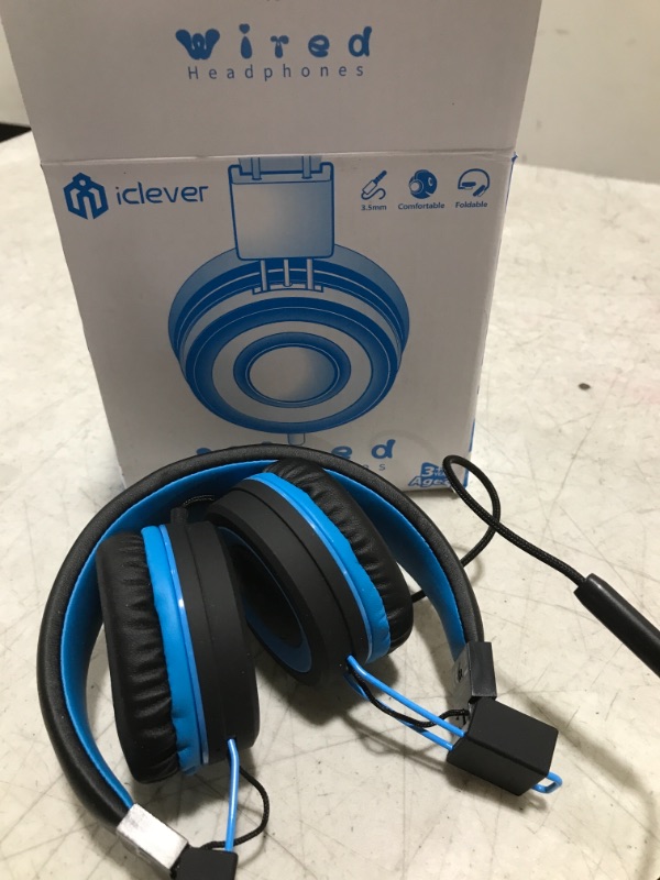 Photo 1 of iClever wired headphones- blue