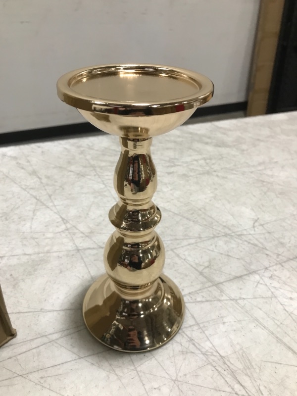 Photo 2 of 2 Pcs Gold Pillar Candle Holders