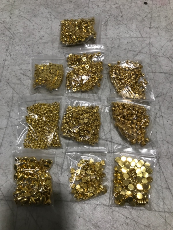 Photo 2 of 1500Pcs 10 Styles Gold Spacer Beads Assorted Jewelry Making Loose Beads for DIY Bracelet Necklace Earring Craft Making
