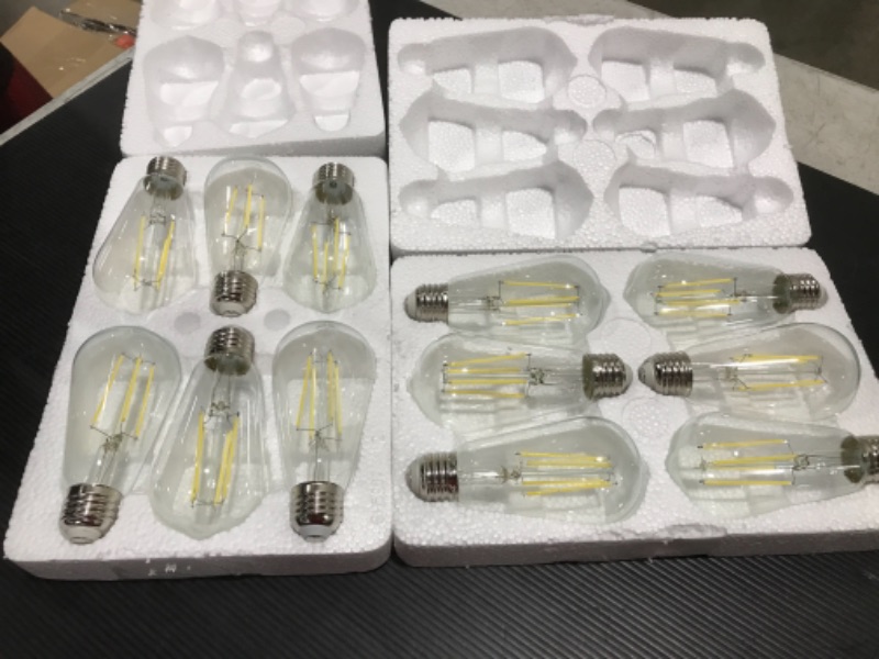 Photo 2 of 12-Pack Vintage 7W ST58 LED Edison Light Bulbs 60W Equivalent, 850Lumens, 3000K Soft Warm White, E26 Base LED Filament Bulbs, CRI90+, Antique Glass Style Great for Home, Bedroom, Office, Non-Dimmable