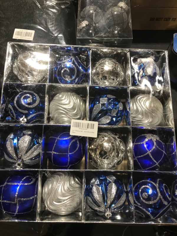 Photo 1 of 3.15" Christmas Ball Ornaments 16 pcs Xmas Tree Hanging Ball Decorations Set, Festival Pendant Hangings Ornaments for Holiday Party Wreath Tabletop Tree Xmas Tree Decor (Royal Blue & Silver)