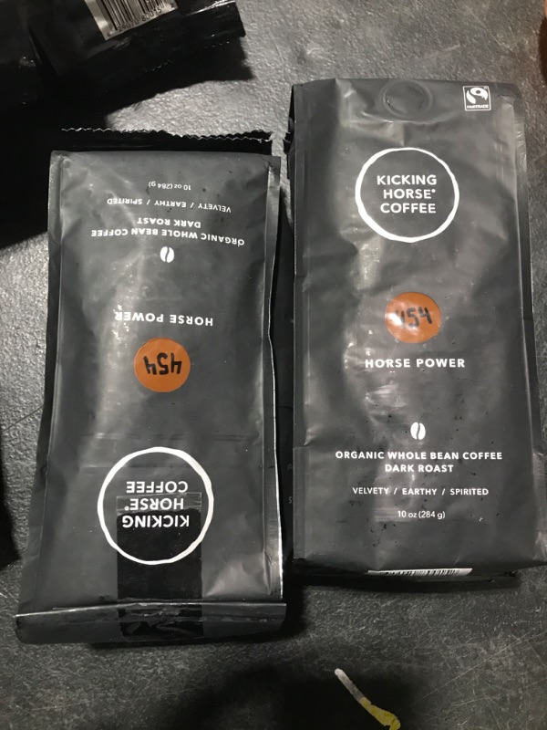 Photo 2 of 2 PACK Kicking Horse Coffee, 454 Horse Power, Dark Roast, Whole Bean, 10 oz - Certified Organic, Fairtrade, Kosher Coffee 10 Ounce (Pack of 1) EXP MAR 11 2023