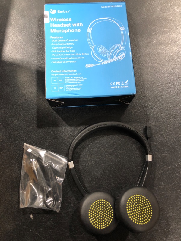 Photo 2 of Bluetooth Headset With Microphone, Wireless Headphones With Mic Noise Cancelling,On Ear Headsets V5.0, Multi Connect|Handsfree|28 Hrs Playtime|Clear Calls|Mute Button For Zoom/Ms Teams/Skype/PC/Laptop Silver