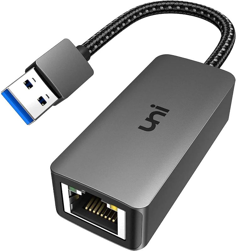 Photo 1 of USB to Ethernet Adapter, uni Driver Free USB 3.0 to 100/1000 Gigabit Ethernet LAN Network Adapter, RJ45 Internet Adapter Compatible with MacBook, Surface,Notebook PC with Windows, XP, Vista, Mac/Linux
