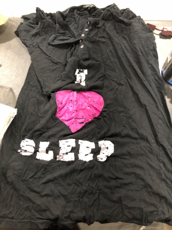 Photo 2 of 4361-24-3X Just Love Short Sleeve Nightgown / Sleep Dress for Women / Sleepwear (Black - I Heart Sleep, X-Large)