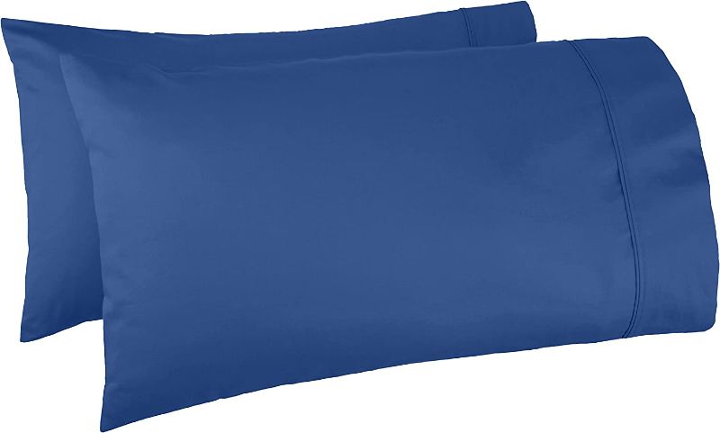 Photo 1 of Amazon Basics 400 Thread Count Cotton Pillow Cases - Standard, Set of 2, Navy Blue