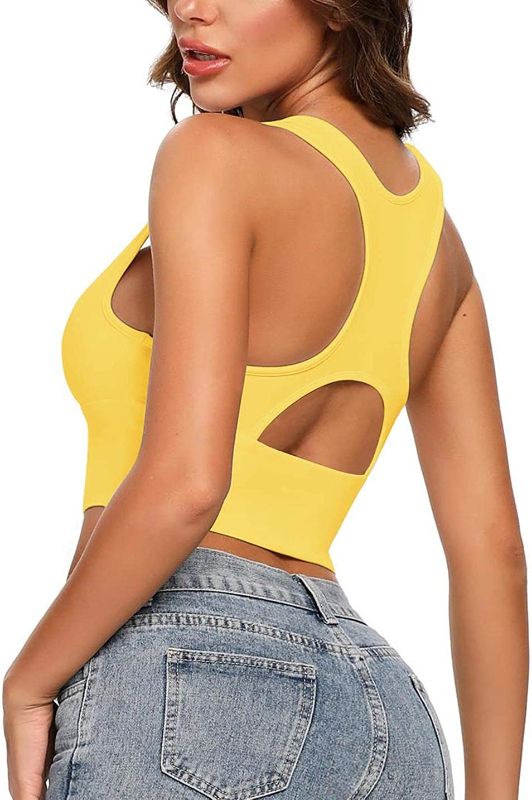 Photo 3 of Aepebo Women's Sexy Deep V Neck Sleeveless Back Cutout Racerback Tank Crop Top
Color Yellow
Size Large