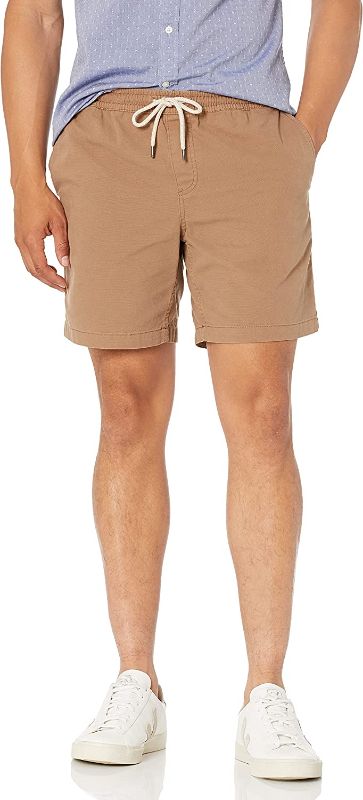 Photo 1 of goodthreads mens slim fit 7 inseam pull-on comfort stretch canvas short light khaki 