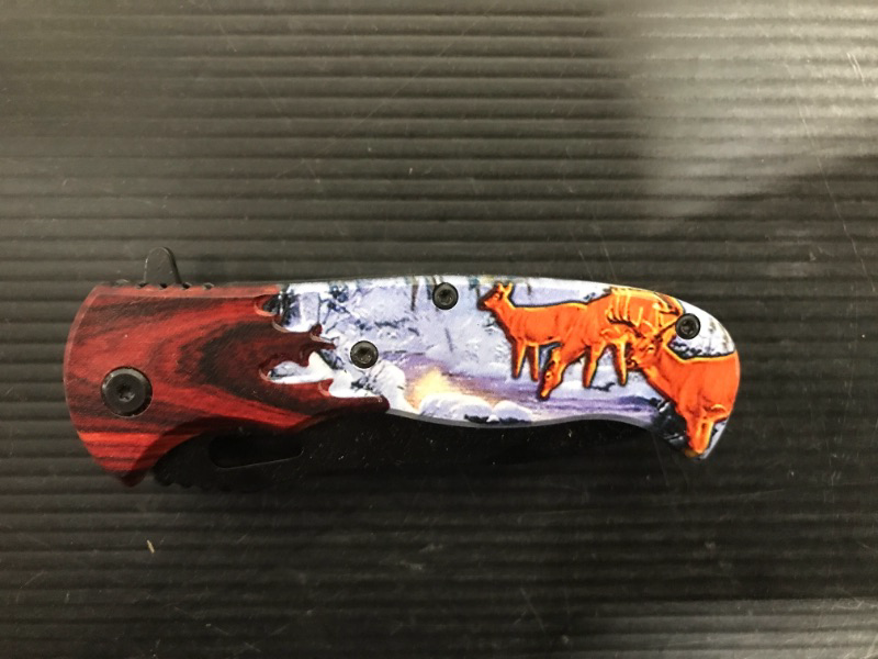 Photo 1 of 3.5" Blade- Folding pocket knife-wilderness deers