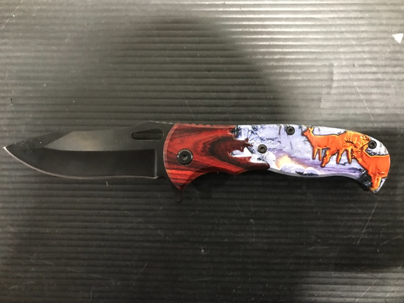 Photo 1 of 3.5" Blade- Folding pocket knife-wilderness deers