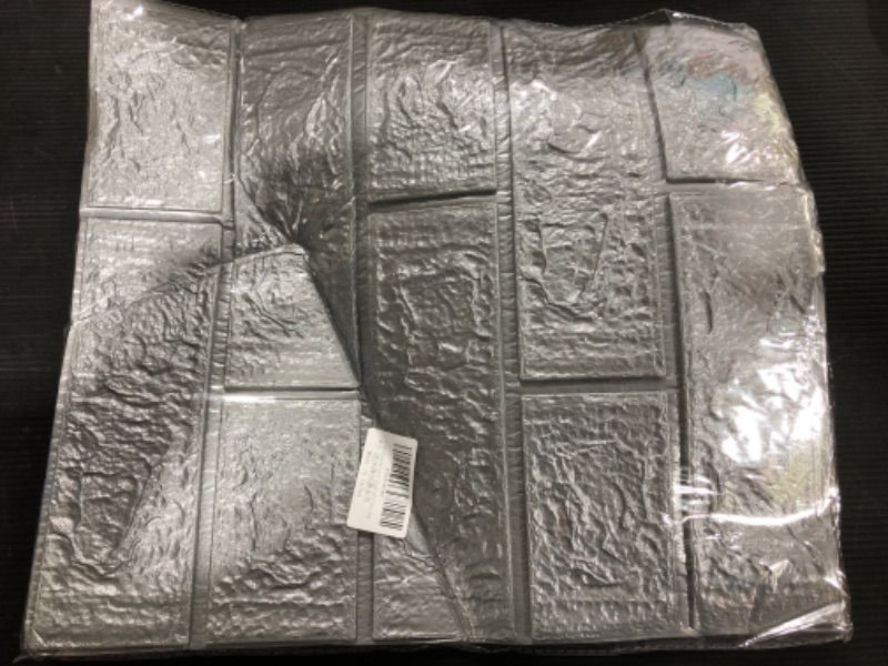 Photo 2 of 3D Wall Panels Peel and Stick Foam Wallpaper,3D Foam Brick Wallpaper (4PCS, Silver Grey)