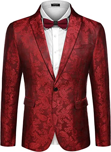 Photo 1 of COOFANDY Men's Floral Tuxedo Jacket Paisley Notch Lapel Stylish Suit Blazer Jacket for Wedding, Dinner, Prom, Party
