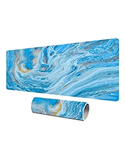 Photo 1 of Loveon Blue Marble Large Mouse Pad,Cute Extended Gaming Desk Pad,Office Desk Mat,PU Leather Waterproof Mousepad,Computer PC Laptop Pads for Office Home and Game 31.5" x 15.7" -Blue Ocean Marble