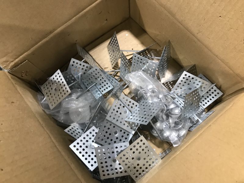 Photo 2 of 150 Pieces Perforated Insulation Pins 2-1/2 Inch, 1.5 Inch Self Locking Washers Round, 7/8 Inch Aluminum Insulation Hangers Insulation Dome Cap Washers for Wall and Ceiling (50 Piece Set)