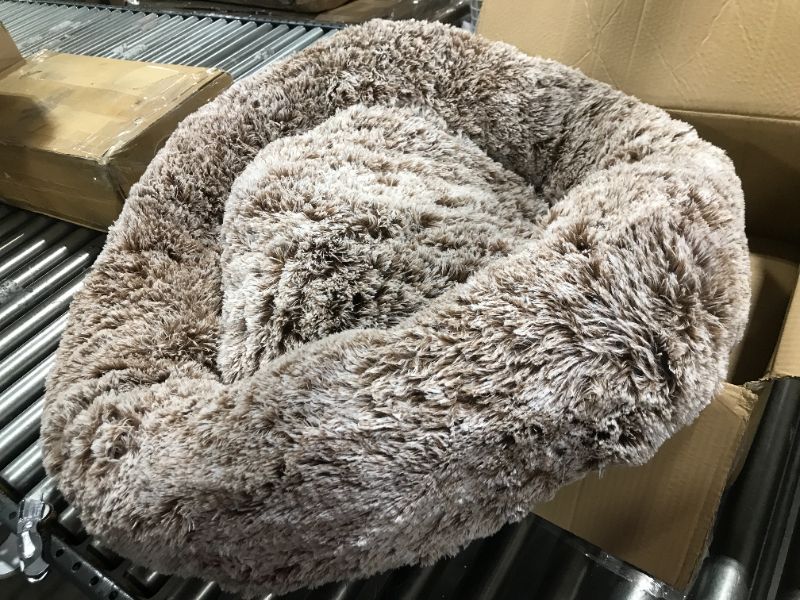 Photo 2 of  Fluffy Calming Donut Dog/Cat Bed : Cozy Plush Sleeping 