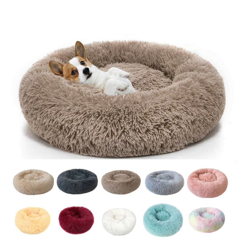 Photo 1 of  Fluffy Calming Donut Dog/Cat Bed : Cozy Plush Sleeping 