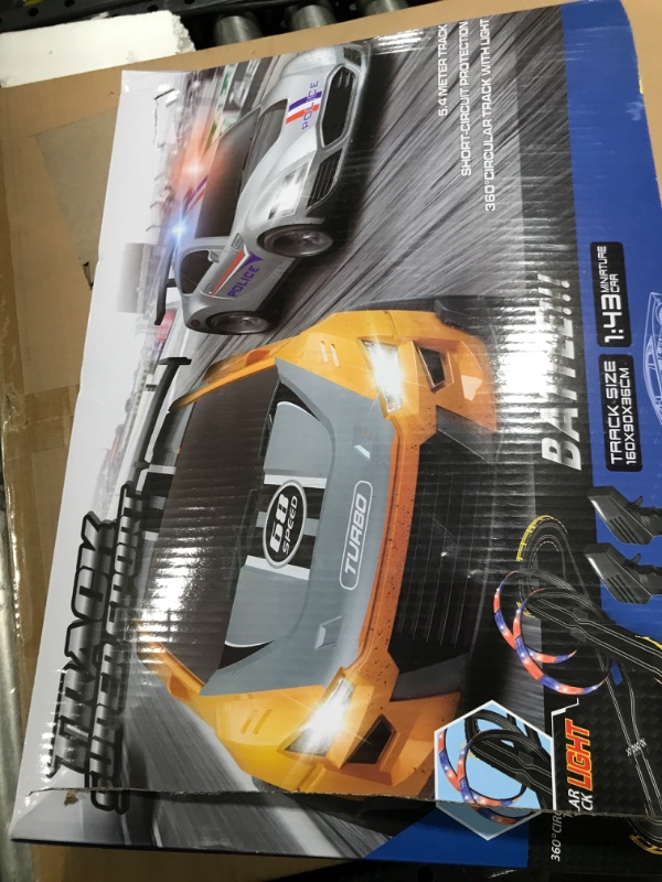 Photo 1 of 2022 Upgraded Electric High-Speed Slot Car Race Car Track Sets with LED Lights, Including 4 1:43 Scale Slot Cars with Headlights and 2 Hand Controllers,Toys Gifts for 8 9 10 11 12+ Boys Girls