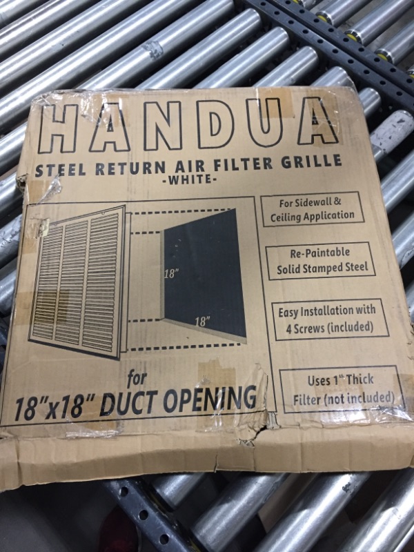 Photo 3 of Handua 18"W x 18"H [Duct Opening Size] Filter Included Steel Return Air Filter Grille [Removable Door] for 1" Filters, Vent Cover Grill, White, Outer Dimensions: 20 5/8"W X 20 5/8"H for 18x18 Opening