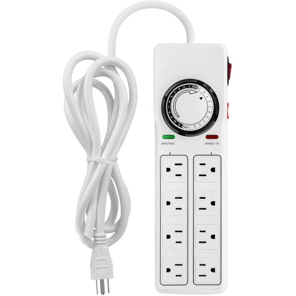 Photo 1 of 8-Outlet Surge Protector With 24-Hour Mechanical Timer (4 Outlets Timed, 4 Outlets Always On) Power Strip, IPower
