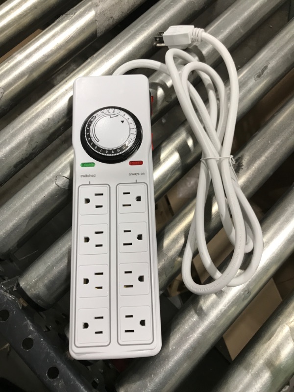 Photo 2 of 8-Outlet Surge Protector With 24-Hour Mechanical Timer (4 Outlets Timed, 4 Outlets Always On) Power Strip, IPower
