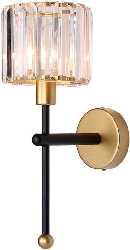 Photo 1 of H XD GLOBAL E14 Modern Minimalist Style Wall Sconce Lamps Lighting, Transparent Crystal Wall Light,Corridor Wall Sconces, Bedroom Bedside Wall Lights (Black)
