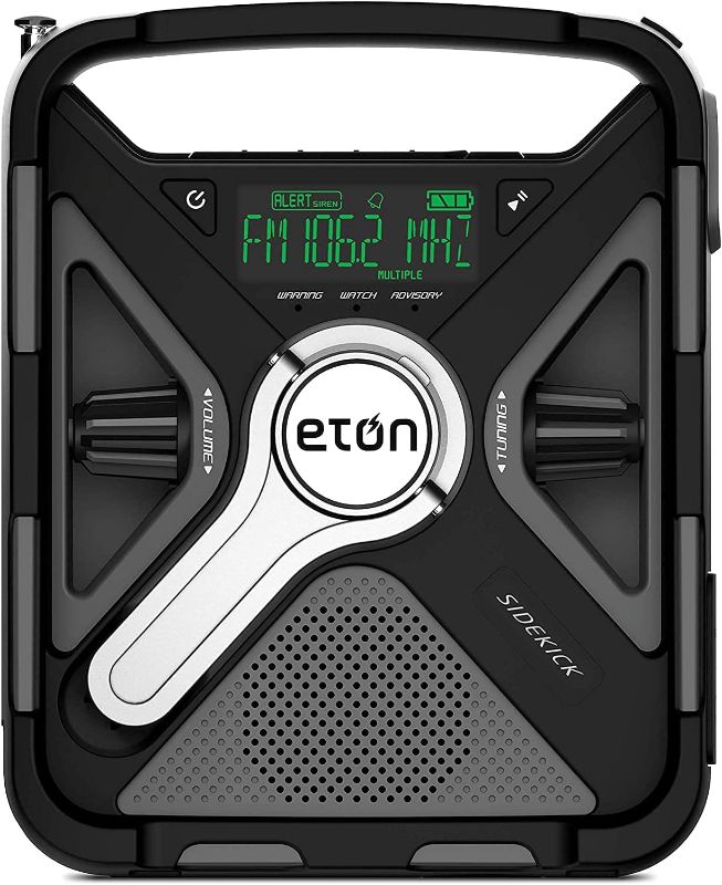 Photo 1 of Eton - Sidekick, Ultimate Camping AM/FM/NOAA Radio with S.A.M.E Technology, Solar Powered, Battery Powered, Bluetooth, Rechargeable, LED Flashlight, Phone Charger, Commitment to Preparedness
