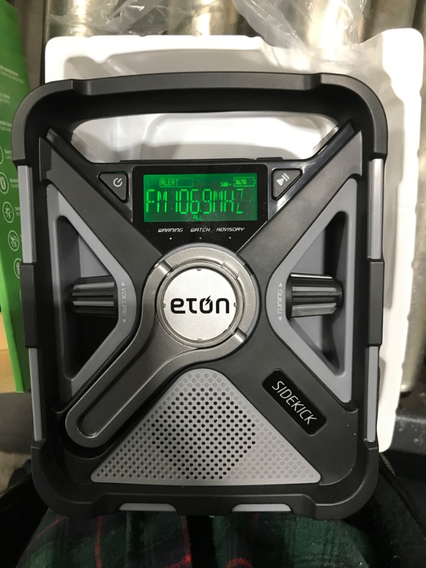 Photo 5 of Eton - Sidekick, Ultimate Camping AM/FM/NOAA Radio with S.A.M.E Technology, Solar Powered, Battery Powered, Bluetooth, Rechargeable, LED Flashlight, Phone Charger, Commitment to Preparedness
