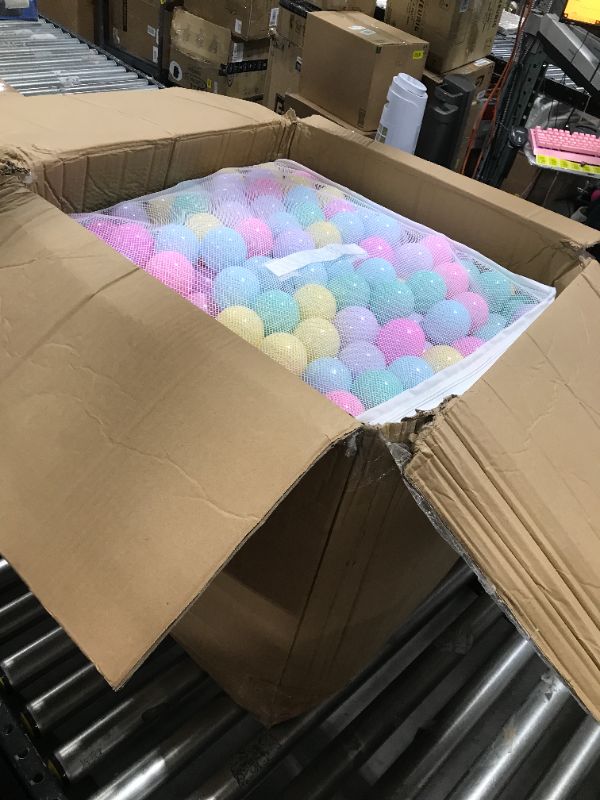 Photo 2 of Amazon Basics BPA Free Crush-Proof Plastic Ball Pit Balls with Storage Bag, Toddlers Kids 12+ Months, 6 Pastel Colors - Pack of 1000 6 Pastel Colors 1,000 Balls