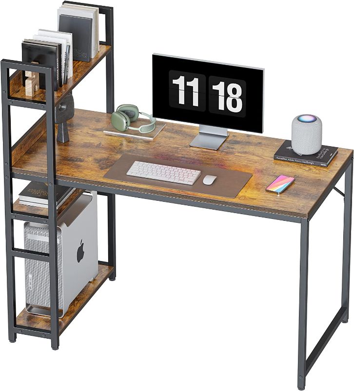 Photo 1 of CubiCubi Computer Desk 47 inch with Storage Shelves Study Writing Table for Home Office,Modern Simple Style, Rustic Brown
