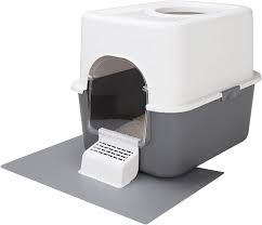 Photo 1 of RIZZARI Large Cat Litter Box,Portable Cat Litter Box with Lid,Top Entry Cat Enclosed Litter Box Anti-Splashing and Easy Installation (Small, Gray with Pedal)

