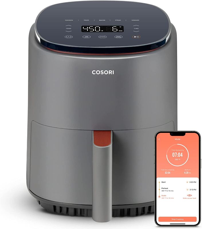 Photo 1 of COSORI Air Fryer 4 Qt, 7 Cooking Functions Airfryer, 150+ Recipes on Free App, 97% less fat Freidora de Aire, Dishwasher-safe, Designed for 1-3 People, Lite 4.0-Quart Smart Air Fryer, Truffle Gray
