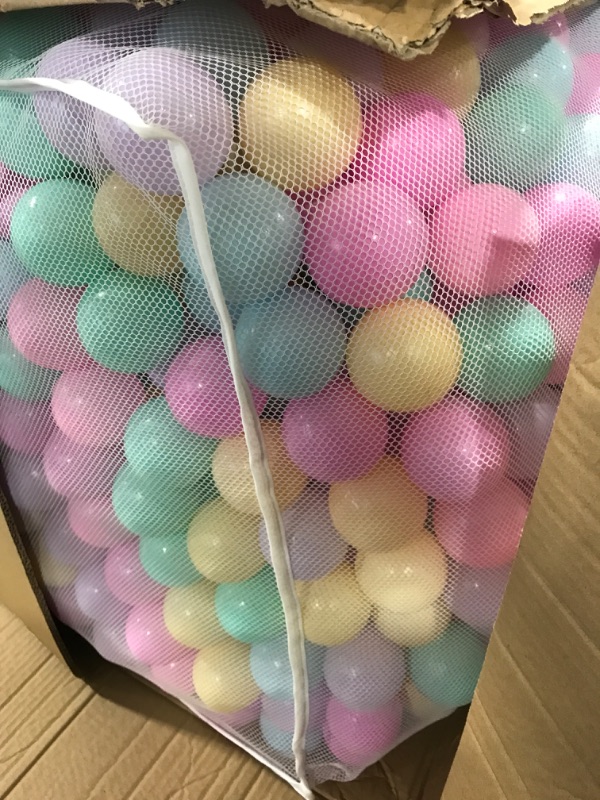 Photo 2 of Amazon Basics BPA Free Crush-Proof Plastic Ball Pit Balls with Storage Bag, Toddlers Kids 12+ Months, 6 Pastel Colors - Pack of 1000 6 Pastel Colors 1,000 Balls