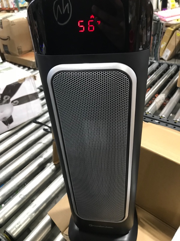 Photo 1 of Comfort Zone CZ523RBK 1,500-Watt 24" Oscillating Digital Tower Heater with Full Function Remote, Adjustable Thermostat, and Overheat Protection, Black 1,500-Watt Black
