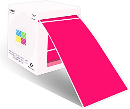 Photo 1 of PARLAIM 3 X 5 Inch Rectangle Adhesive Color Coding Stickers,Square Colorful Inventory Stickers -250 Per Dispenser Box (Fluorescent Pink) 