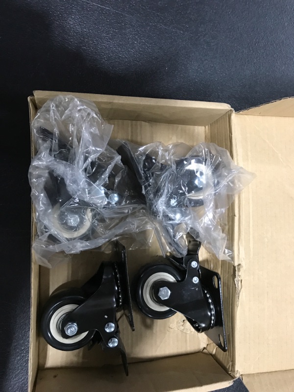 Photo 2 of  2" Caster Wheels Set of 4, Heavy Duty Casters with Brake, No Noise Locking Casters with Polyurethane (PU) Wheels, Swivel Plate Castors Pack of 4 (hardware not included)