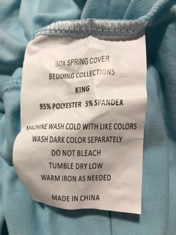 Photo 1 of Amazon Basics Box Spring Cover - Alternative to Bed Skirt, Elastic Polyester Fabric Wrap Around Band 4 Sides - King/Cal King, Spa Blue
