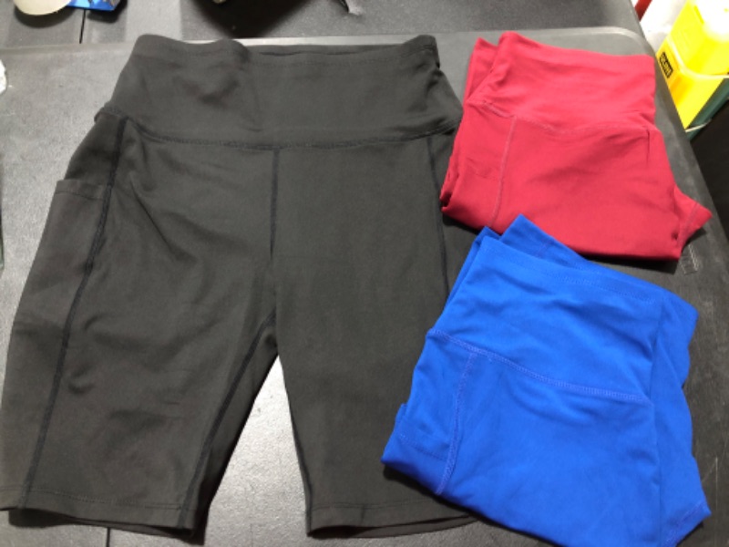 Photo 1 of 3 Pack: Athletic Lounge Shorts for Women - Jogging Workout Yoga Sweat Shorts with Pockets Large 