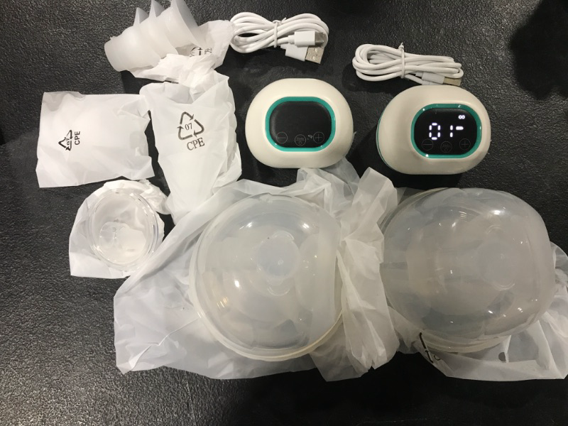 Photo 2 of Aidmom Double Hands Free Breast Pump Electric Wearable Breast Pump Portable , 3 Modes&9 Level Touch HD Display Comes with 19mm /21mm/ 24mm/ 28mm Flanges
