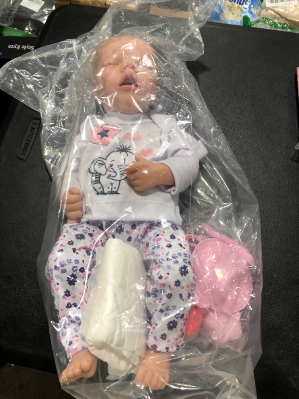 Photo 2 of JIZHI Lifelike Reborn Baby Dolls - 17-Inch Baby Soft Body Realistic-Newborn Baby Dolls Full Vinyl Body Poseable Real Life Baby Dolls Girl with Feeding Kit Gift Box for Kids Age 3 + Gray Vinyl Body