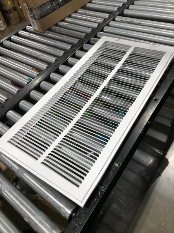 Photo 2 of 14" X 30 Steel Return Air Filter Grille for 1" Filter - Fixed Hinged - Ceiling Recommended - HVAC Duct Cover - Flat Stamped Face - White [Outer Dimensions: 16.5 X 31.75]
