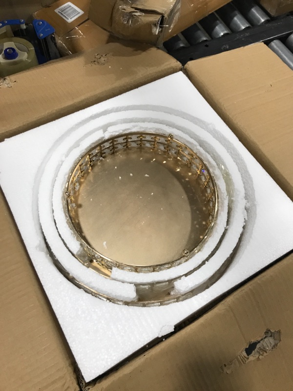 Photo 1 of Allgala 3 Piece Set Crystal Gold Plated Cheese Dessert Cupcake Cake Stand with Mirror Plate-Gold Round-HD89202
