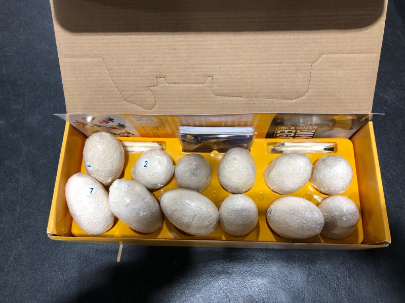 Photo 2 of Dig a Dozen Dino Egg Dig Kit - Egg Dinosaur Toys for Kids 3-12 Year Old - 12 Easter Eggs & Surprise Dinosaurs. Science STEM Activities - Educational Boy Toy Party Gifts for Boys & Girls Ages 3-5 5-7