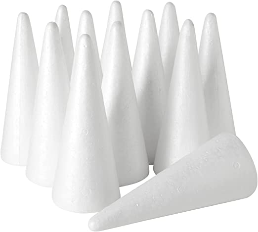 Photo 1 of 12 Pack Foam Tree Cones for DIY Crafts, Bulk for DIY Christmas Gnomes, Holiday Decor (2.87 x 7.25 In)