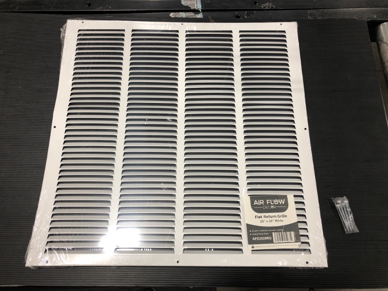 Photo 2 of Air Flow Decor 20" x 20" Return Air Grille Sidewall & Ceiling, HVAC Vent Cover, White, Outside Dimensions: 21.75" x 21.75"