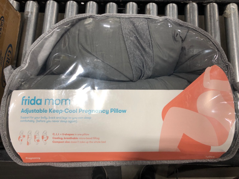 Photo 2 of Frida Mom Adjustable Keep-Cool Pregnancy Pillow | Support for Belly, Hips + Legs for Pregnant Women | Breathable + Cooling Grey Fabric