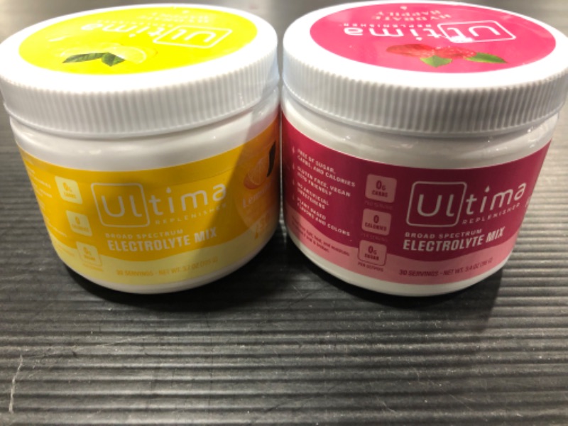 Photo 4 of 2 Pack- Ultima Replenisher Raspberry & Lemonade Electrolyte Powder, New Formula, 30 Serving Canister (Net Wt.3.4 OZ(96 g)