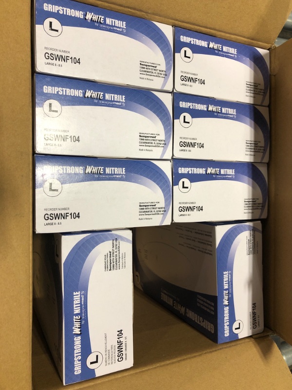 Photo 3 of 8 Pack- GripStrong® White Nitrile Gloves 100ct per box
