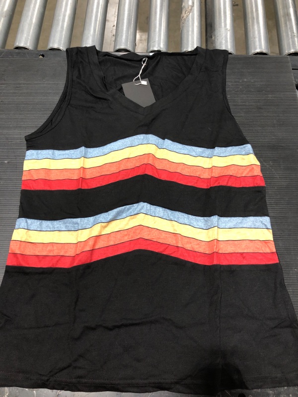 Photo 2 of [Size M] ETCYY Sleeveless Tank Tops- Black Stripes